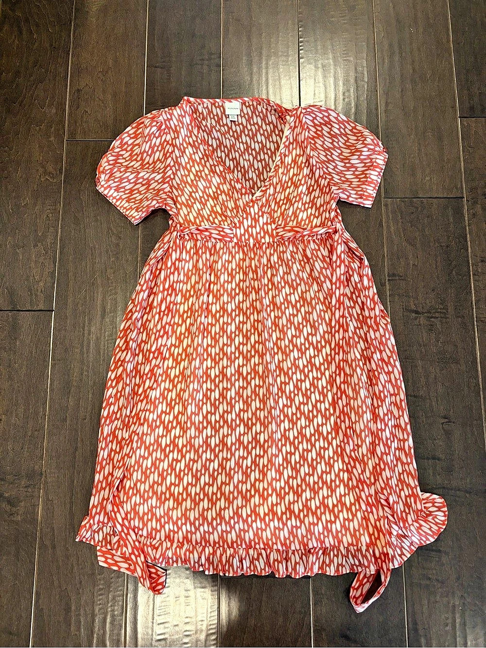 Merona Abstract Print Wrap Dress in Red & White Size XS Like New